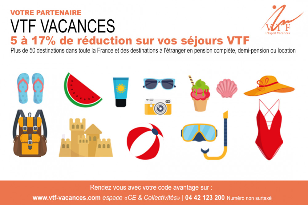 De 5 à 17% de réduction sur les séjours VTF Vacances